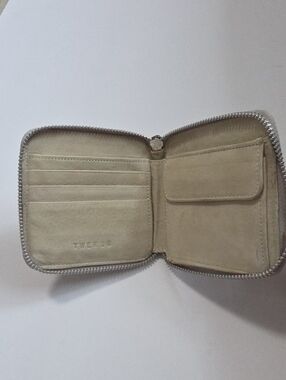 Tweeds Beige Suade Card Holder/ Coin Purse